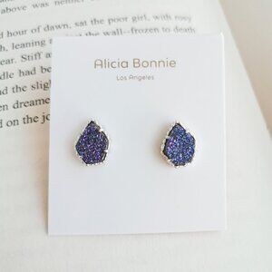 NEW Alicia Bonnie Elsa Silver Multicolor Drusy Earrings